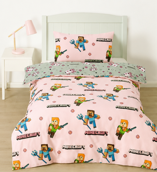 Minecraft Reversible Cotton Quilt Cover Set - Single